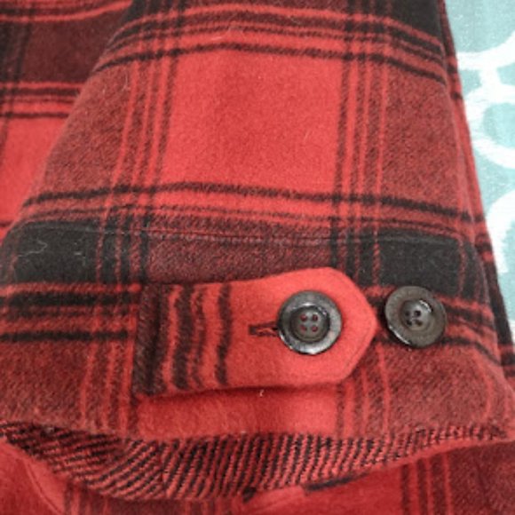 PINK BY VICTORIA SECRETS RED AND BLACK WOOL PLAID PEACOAT WOMAN'S SIZE XS - Picture 10 of 16